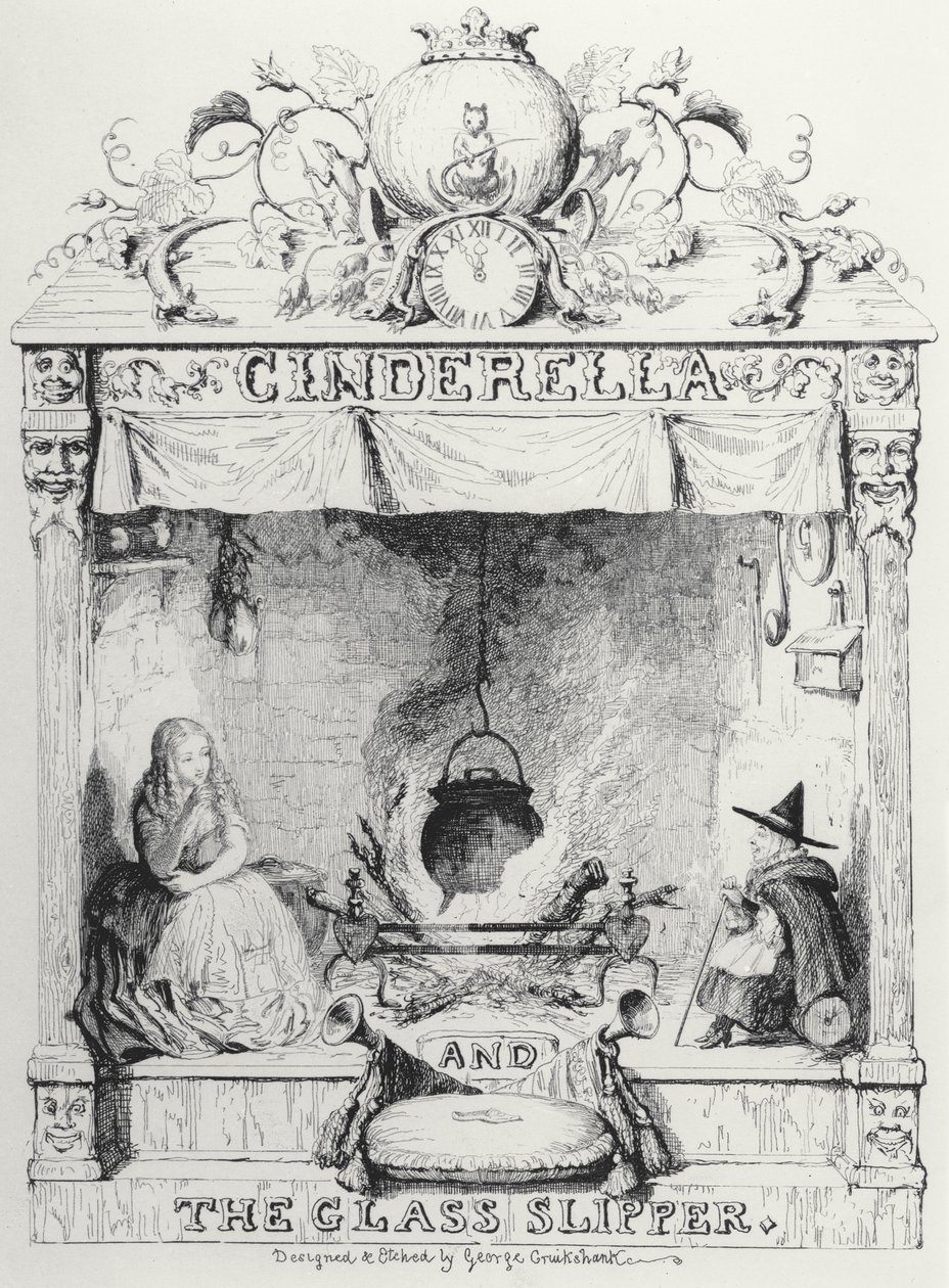 Frontispício de Cinderela e o sapatinho de cristal por Charles Perrault de George Cruikshank