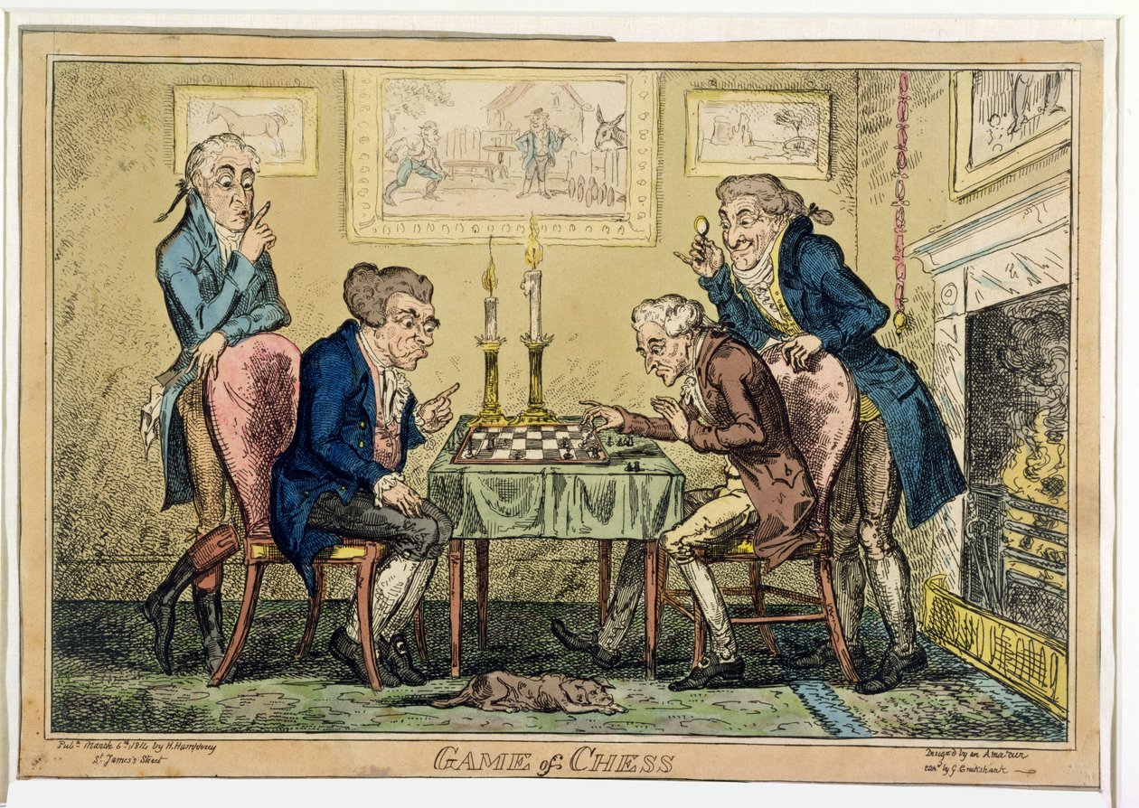 Game of Chess, publicado por H. Humphrey, London (gravura colorida) de George Cruikshank