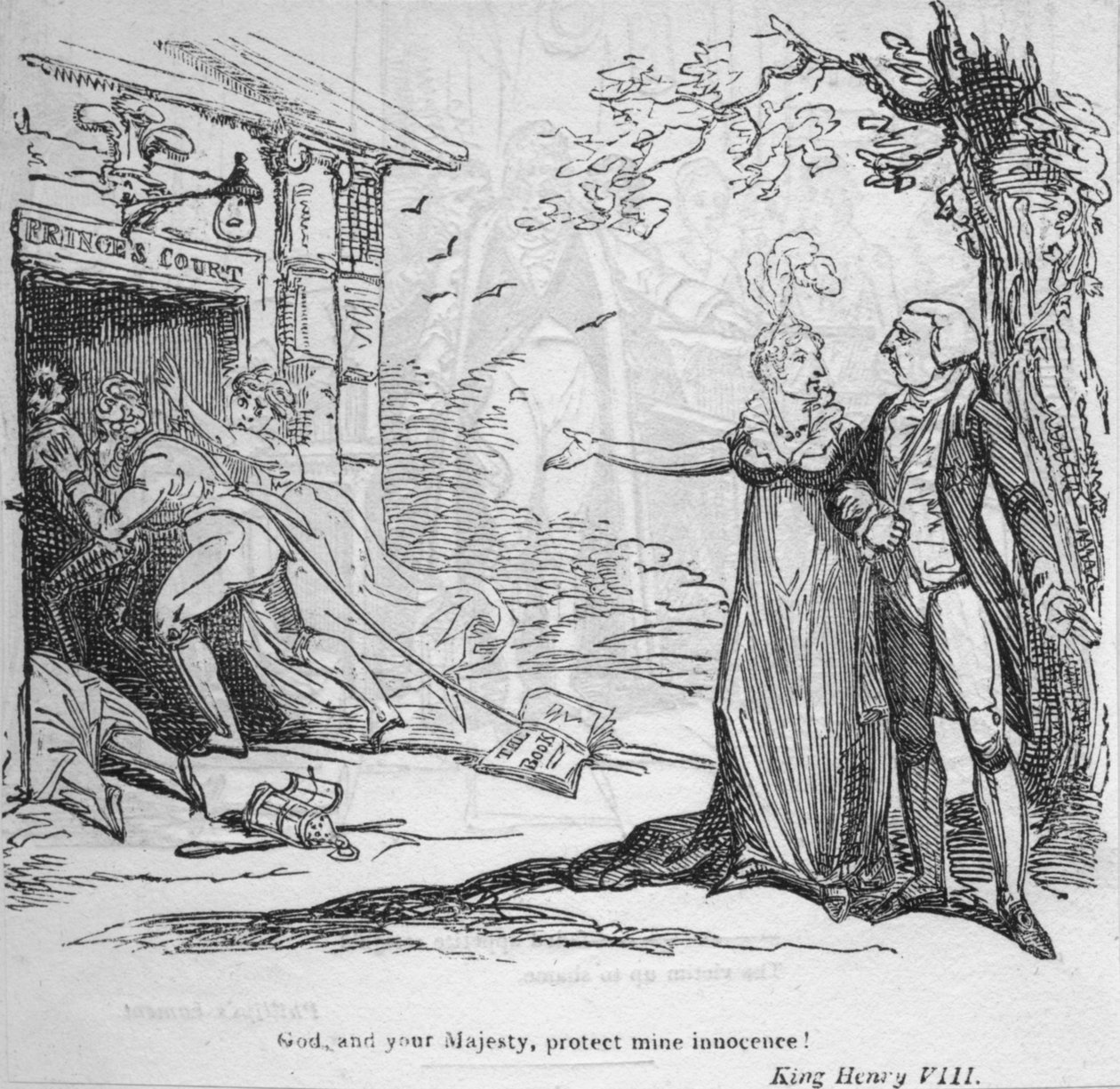 Deus e sua Majestade protegem minha inocência, c1820. de George Cruikshank