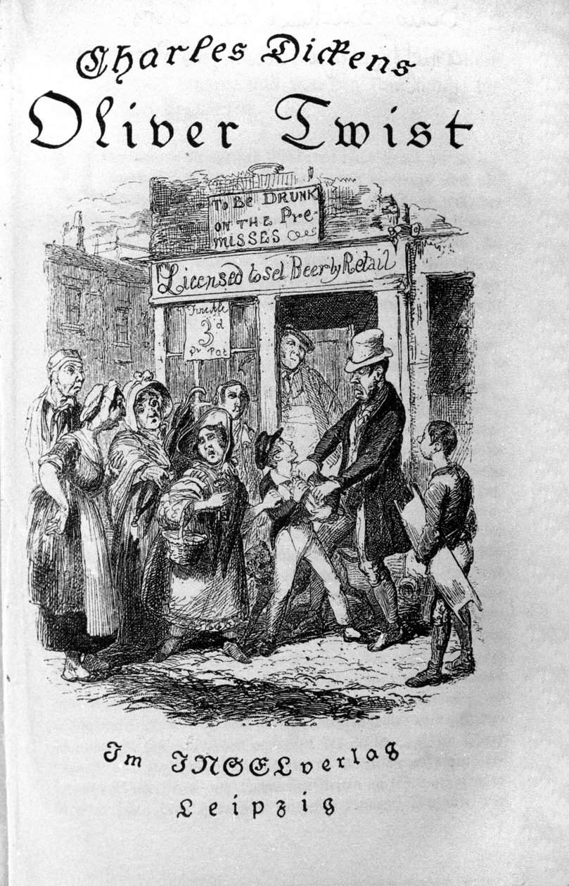 Ilustração para "Oliver Twist" (Olivier) de Charles Dickens (1812-1870), de George Cruikshank (1792-1878). de George Cruikshank