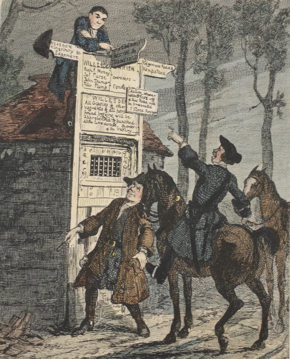 Jack Sheppard Escapa da jaula dos prisioneiros, ilustração de Jack Sheppard: Um romance por William Harrison Ainsworth, publicado em 1839 (gravura colorida à mão) de George Cruikshank