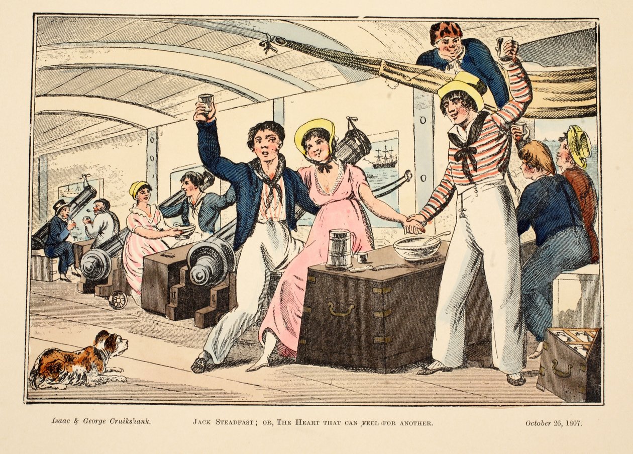 Jack Steadfast; ou, o coração que pode sentir por outro, pub. 1807 (gravura colorida à mão) de George Cruikshank