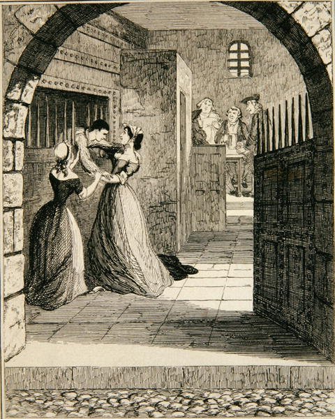 Jack escapando da cela condenada na Prisão de Newgate, ilustração de 