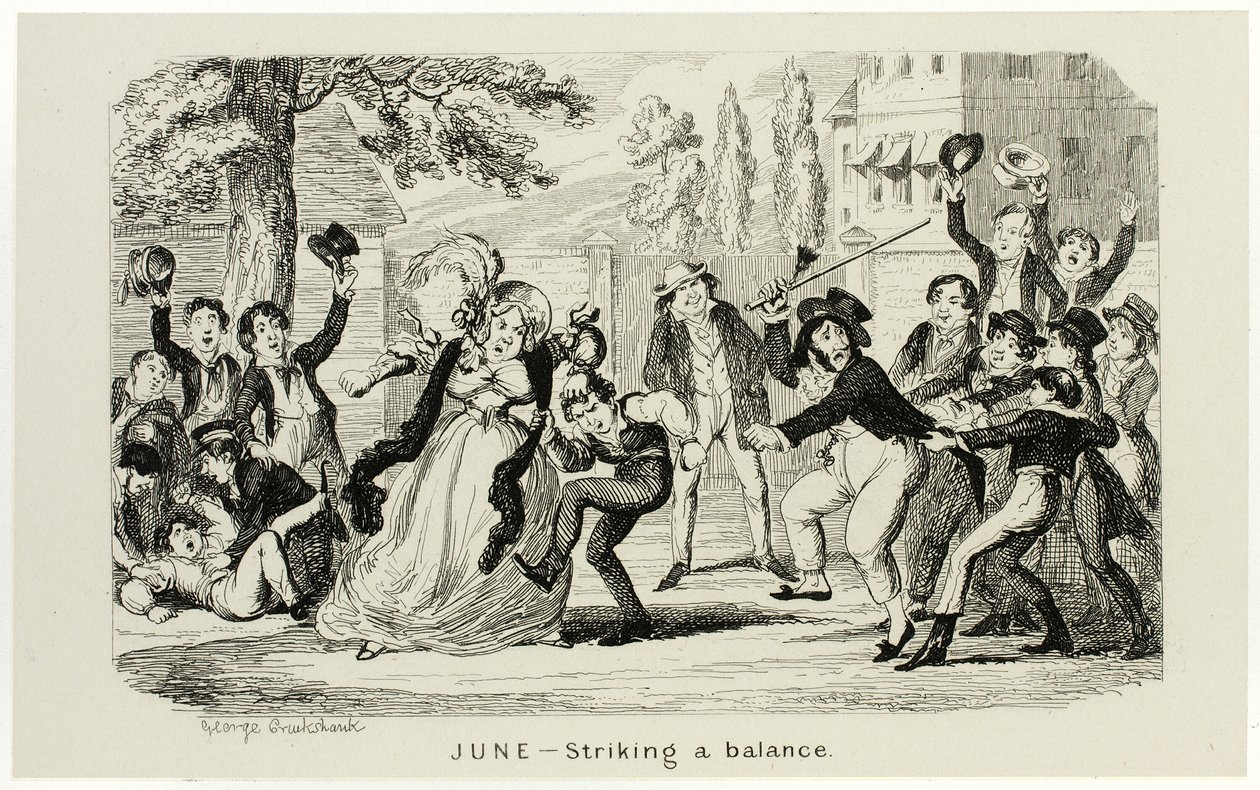 junho - Equilíbrio entre as gravuras em aço de George Cruikshank e os Almanaques Cómicos: 1835-1853 de George Cruikshank
