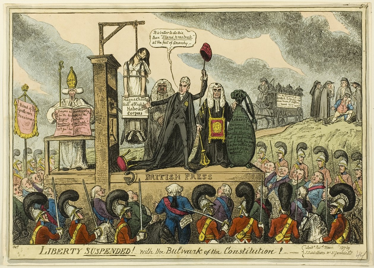 Liberdade suspensa! Com o baluarte da Constituição! de George Cruikshank