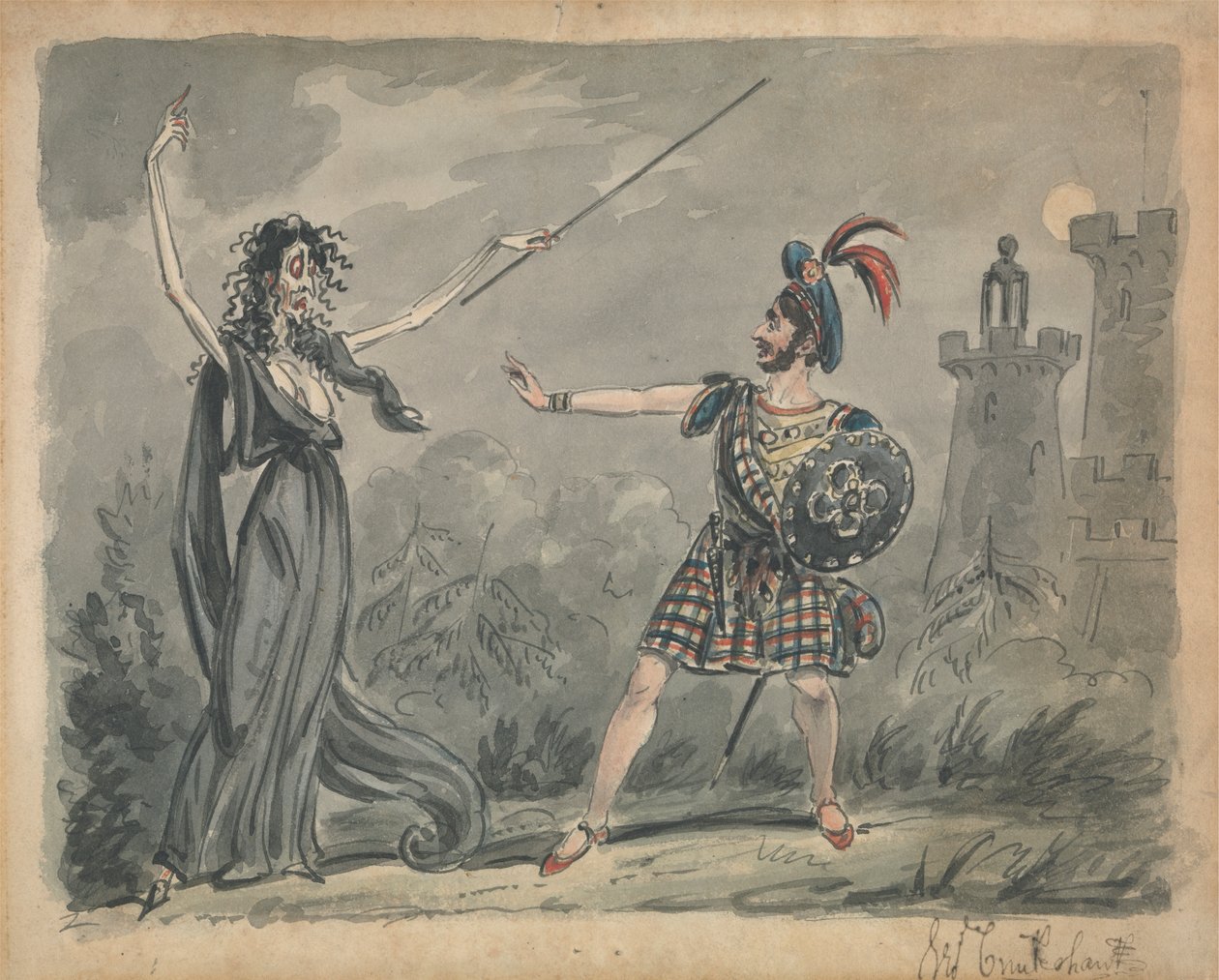 Macbeth e a Bruxa de George Cruikshank