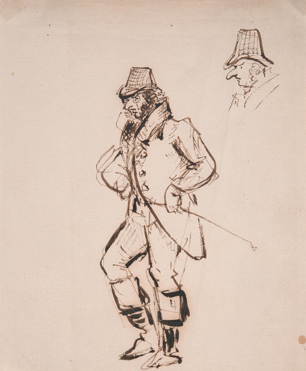 Homem com um chicote de equitação de George Cruikshank