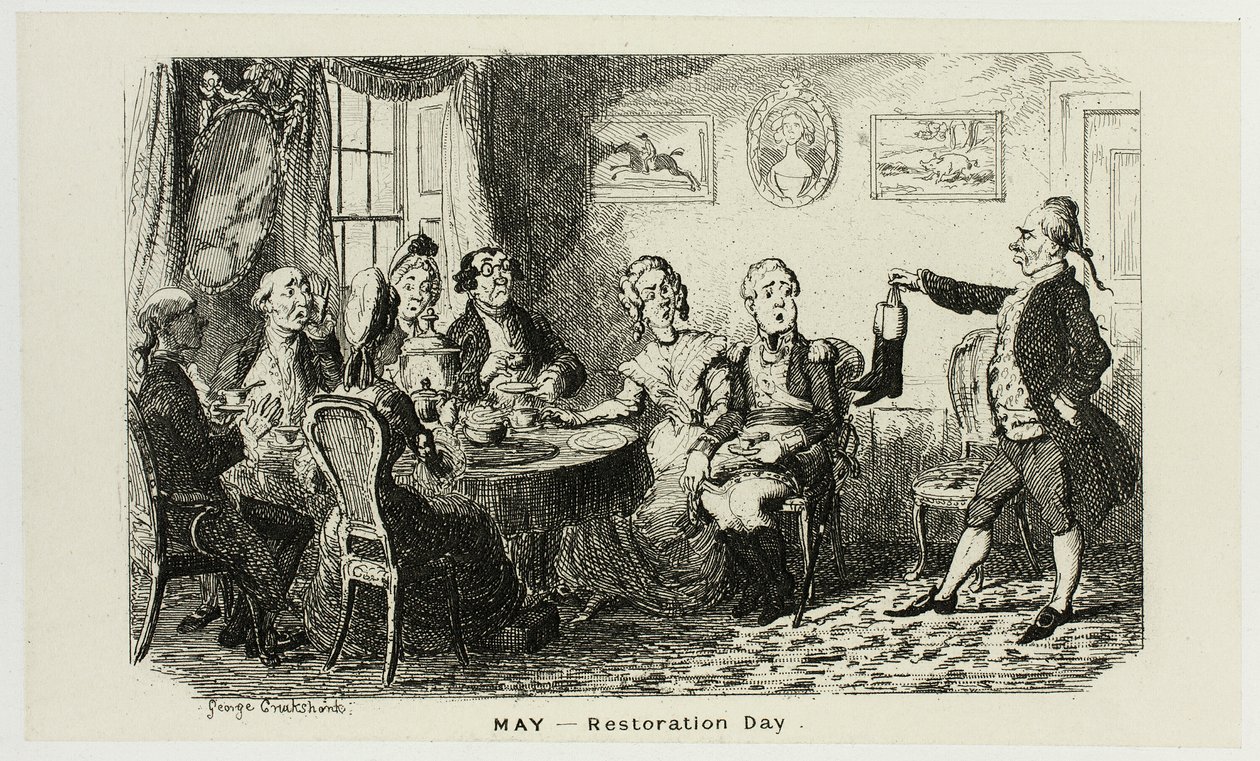maio - Dia da Restauração das Gravuras em Aço de George Cruikshank para The Comic Almanacks: 1835-1853 de George Cruikshank