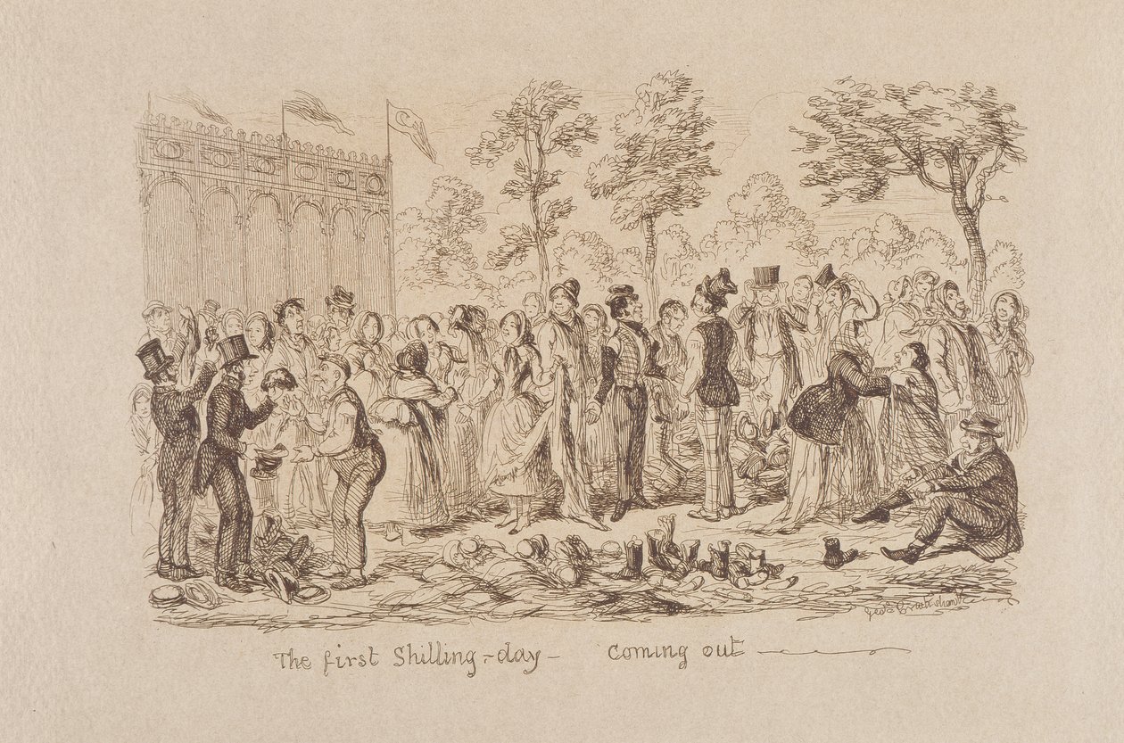 Mayhews Grande Exposição de 1851: The First Shilling Day - Coming Out, 1851 de George Cruikshank