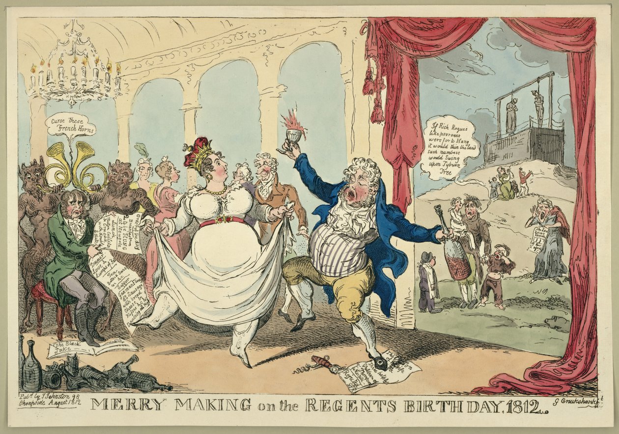 Feliz fazer no dia do nascimento de regentes, 1812, 1812 de George Cruikshank