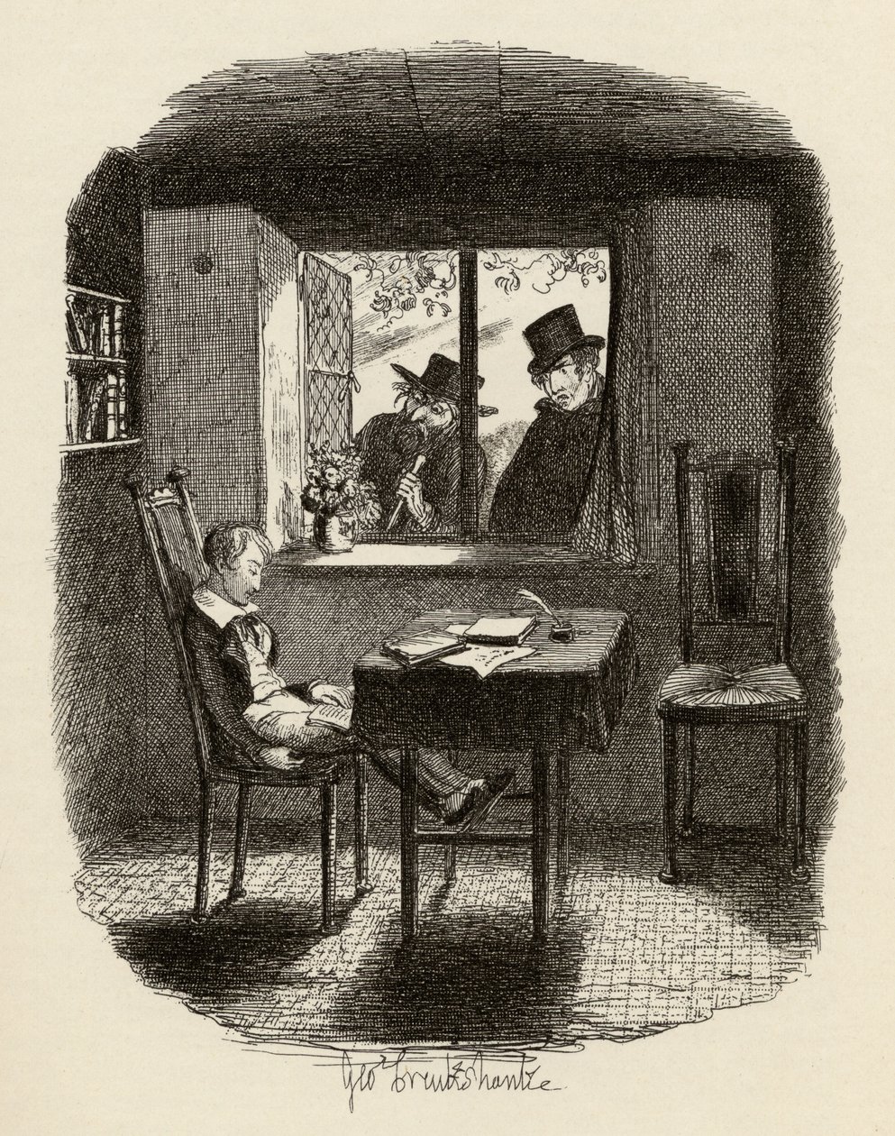 Monges e Judeus, de "As Aventuras de Oliver Twist", de Charles Dickens (1812-1870), 1838, publicado por Chapman und Hall, 1901 de George Cruikshank