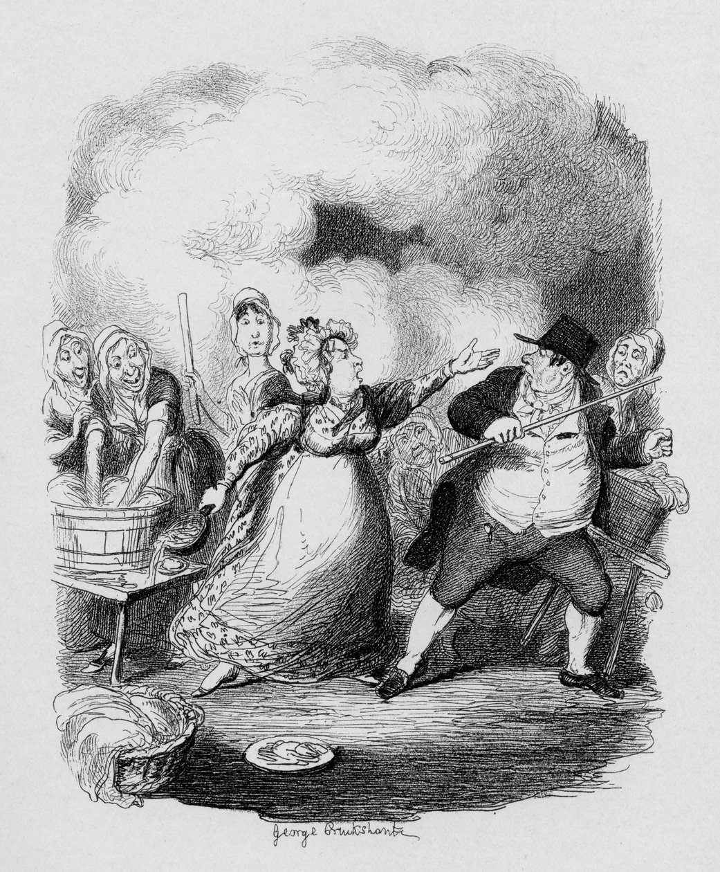 Sr. Bumble degradou aos olhos dos pobres, de "As Aventuras de Oliver Twist", de Charles Dickens (1812-1870) 1838, publicado por Chapman und Hall, 1901. de George Cruikshank