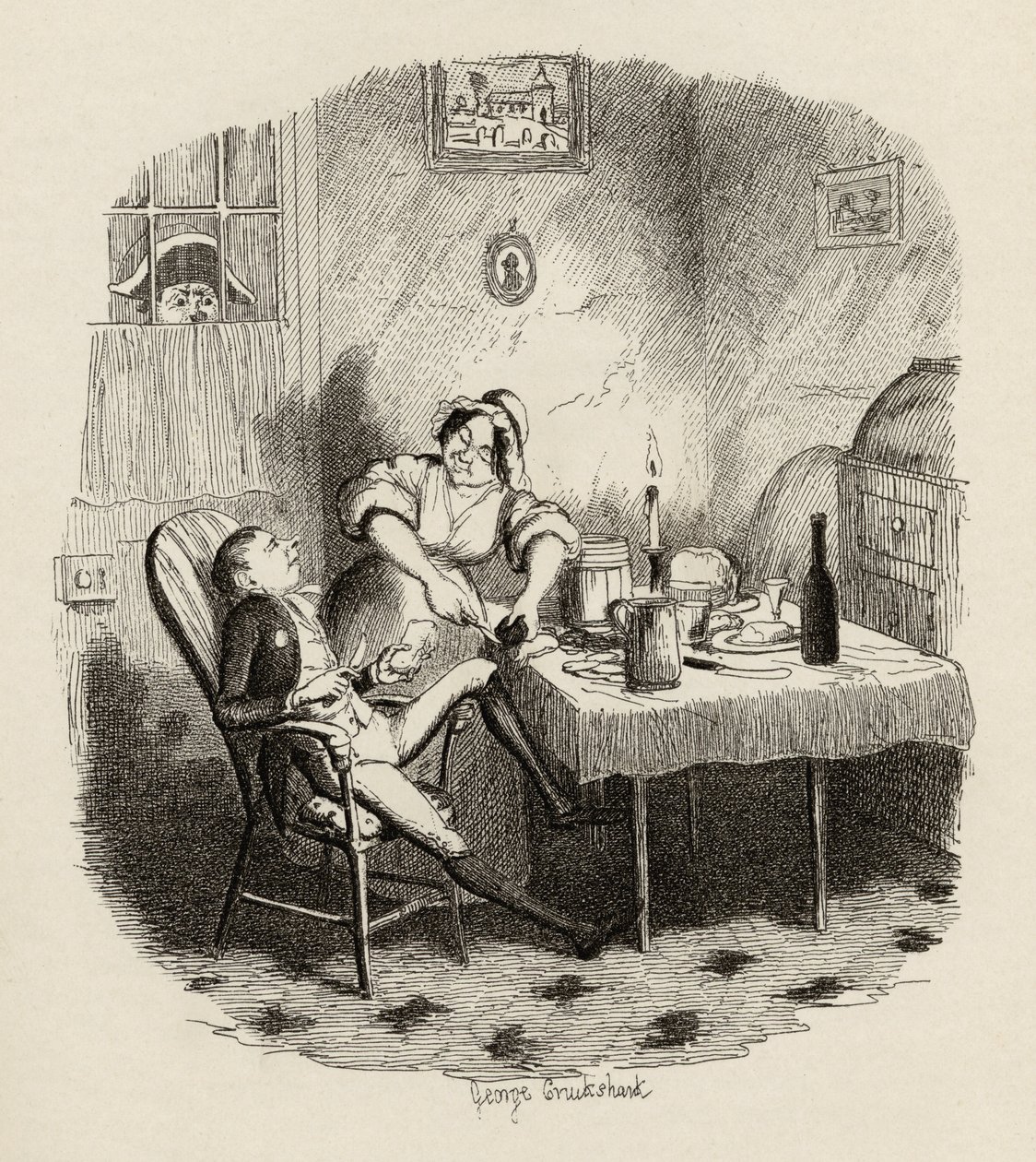 Sr. Claypole como ele apareceu quando seu mestre estava fora, de "The Adventures of Oliver Twist", de Charles Dickens (1812-1870), 1838, publicado por Chapman und Hall, 1901 de George Cruikshank