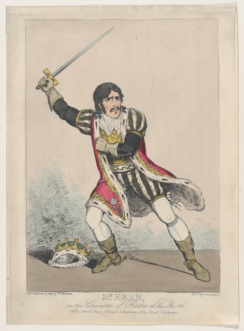 Sr. Kean no Caráter de Ricardo III, ca. 1814., c. 1814. de George Cruikshank