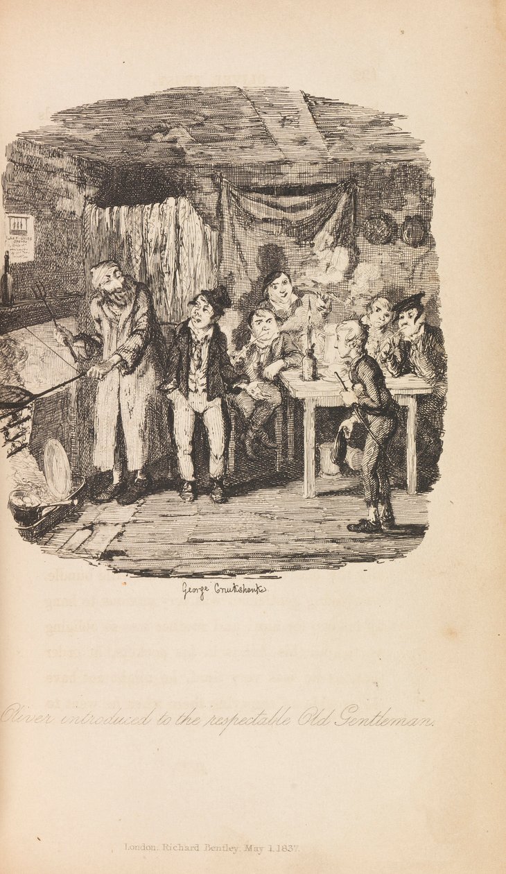 Oliver Twist ou, o progresso do menino da paróquia por Charles Dickens. Primeira edição, 1838. de George Cruikshank