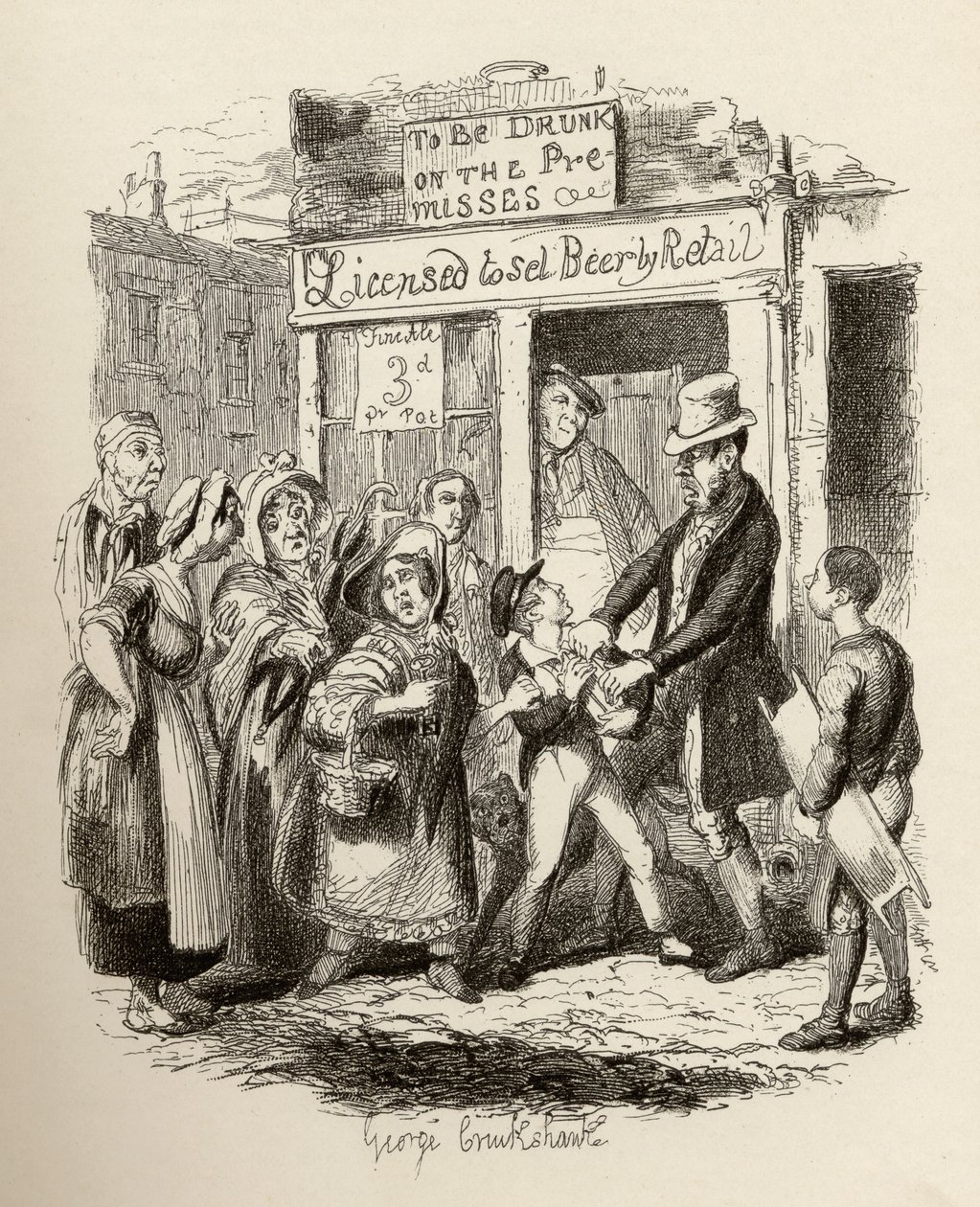 Oliver alegou por seus amigos afetuosos, de "As Aventuras de Oliver Twist", de Charles Dickens (1812-1870), 1838, publicado por Chapman und Hall, 1901. de George Cruikshank