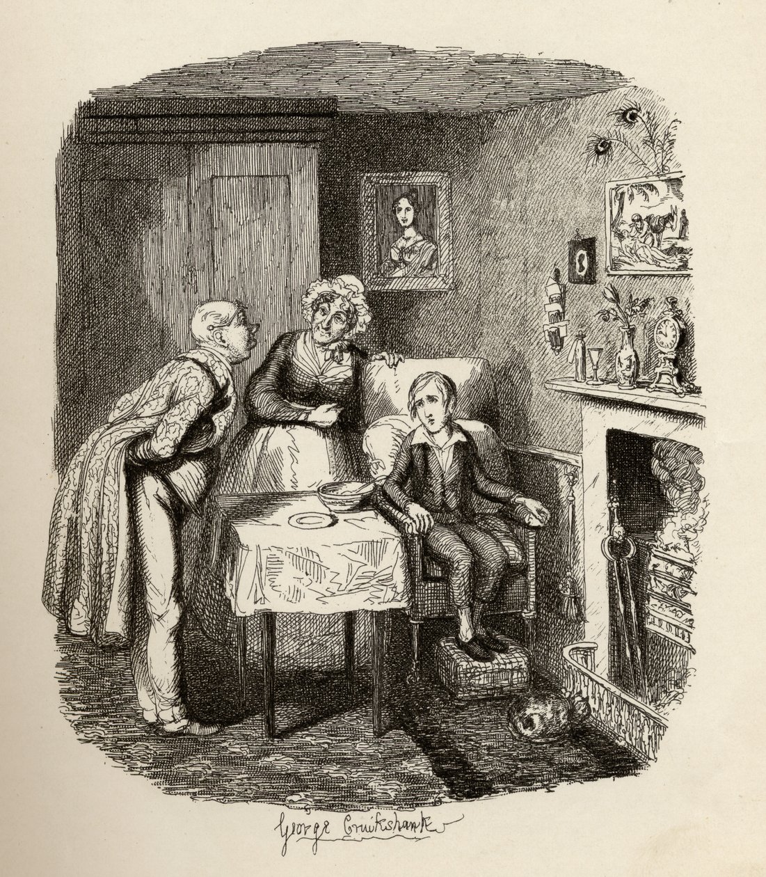 Oliver se recuperando da febre, de "As Aventuras de Oliver Twist", de Charles Dickens (1812-1870) 1838, publicado por Chapman und Hall, 1901 de George Cruikshank
