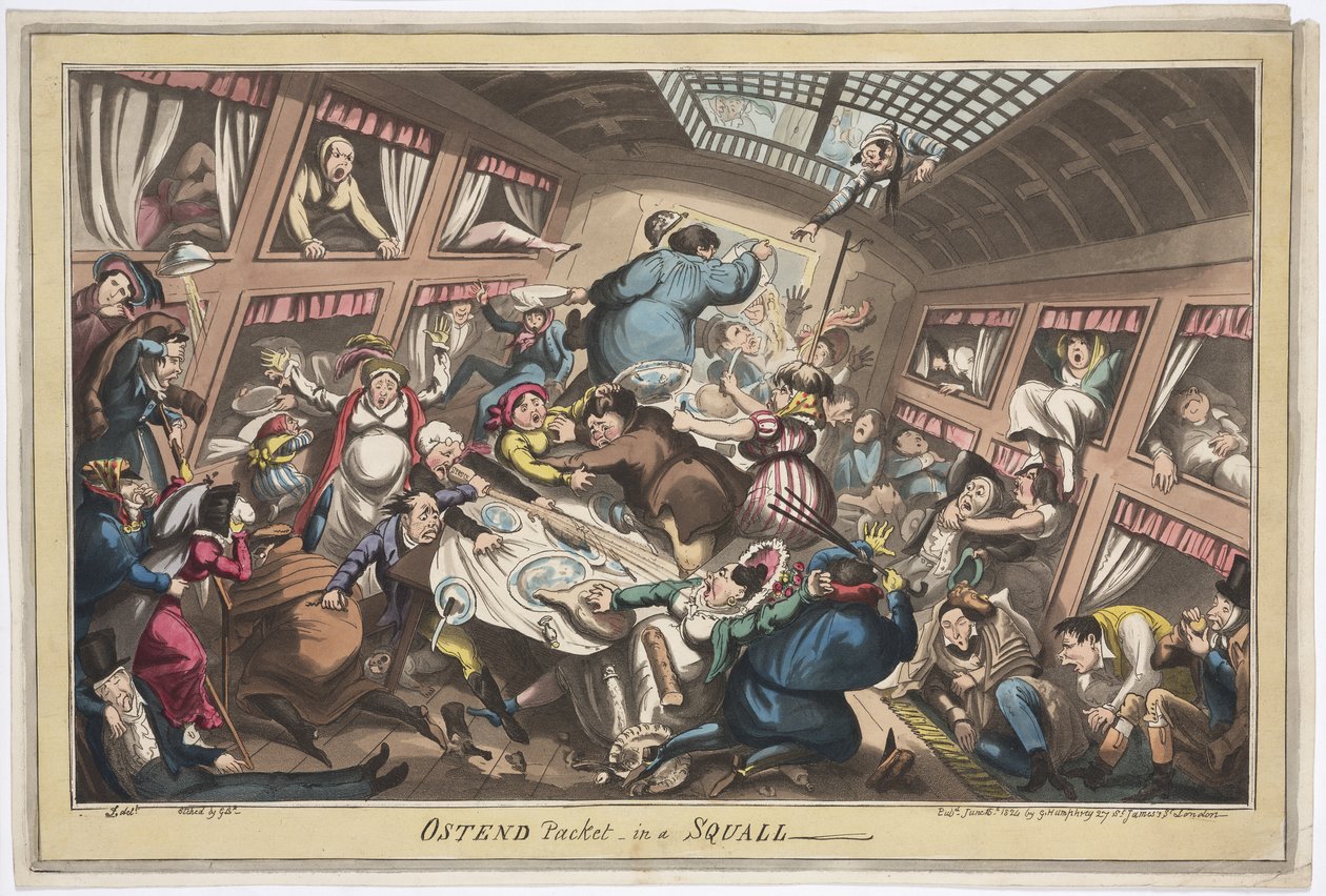 Ostend Packet in a Squall, 1824 (aquatinta colorida) de George Cruikshank