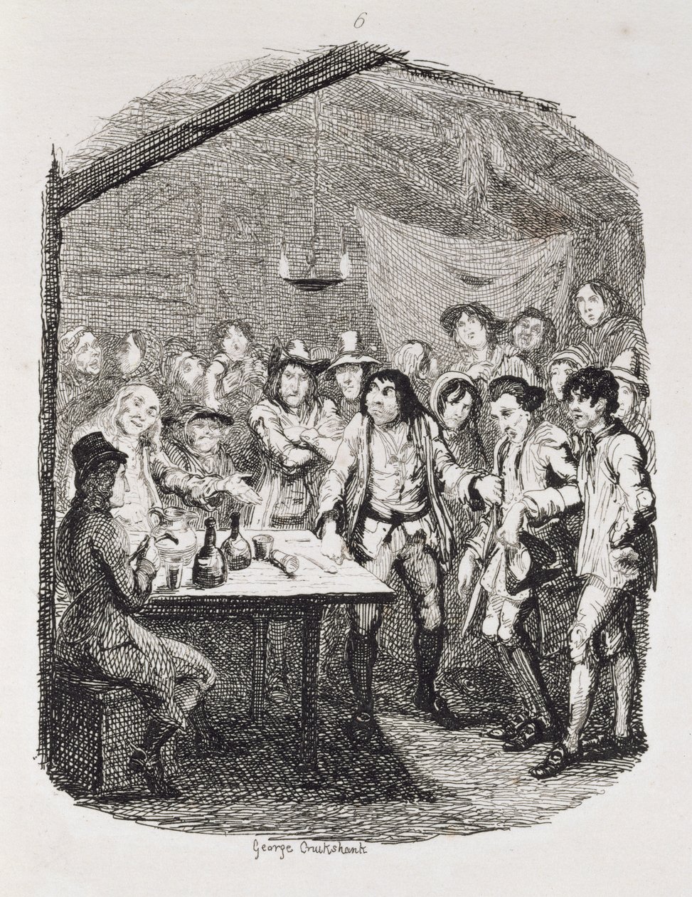 Faux Pas de Partridge com o cigano, de "Tom Jones, a história de um foundling", gravado pelo artista, ilustração de "os trabalhos de Henry Fielding", bar. por Henry G. Bohn, 1853 de George Cruikshank