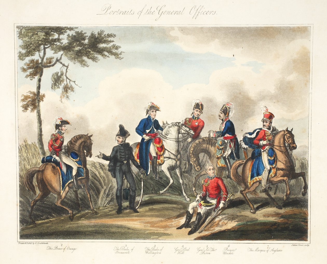 Retratos dos oficiais gerais, pub. H. Colburn, engr, Rouse, 1816 de George Cruikshank