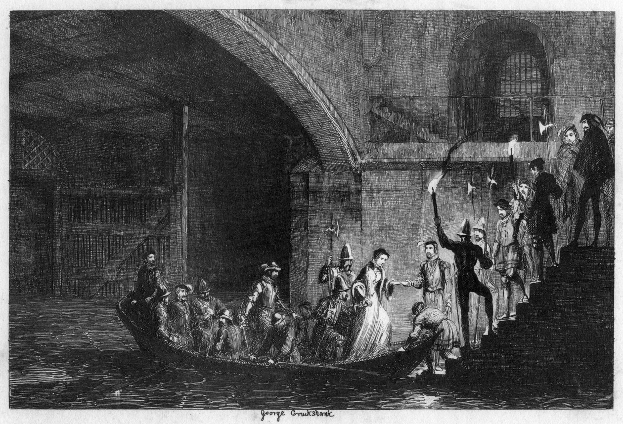 Rainha Jane e Lord Guilford Dudley levados de volta à Torre, 1553 1840 de George Cruikshank
