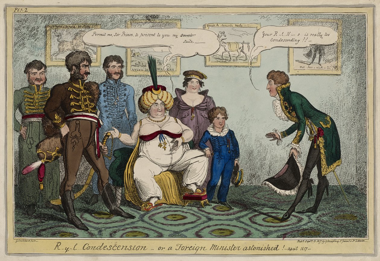Condescendência real ou, um ministro das Relações Exteriores atônito! - abril de 1817 -, 15 de setembro de George Cruikshank