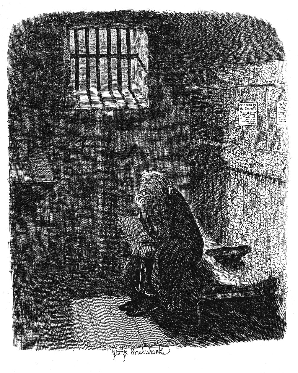 Cena de Oliver Twist por Charles Dickens, 1837 de George Cruikshank