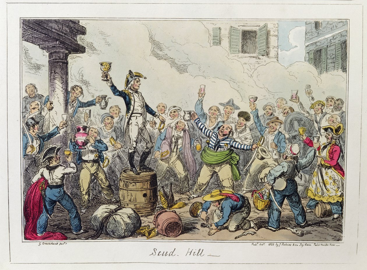 Scud Hill, publicado por James Robins und Co., em outubro de 1825 (gravura colorida) de George Cruikshank