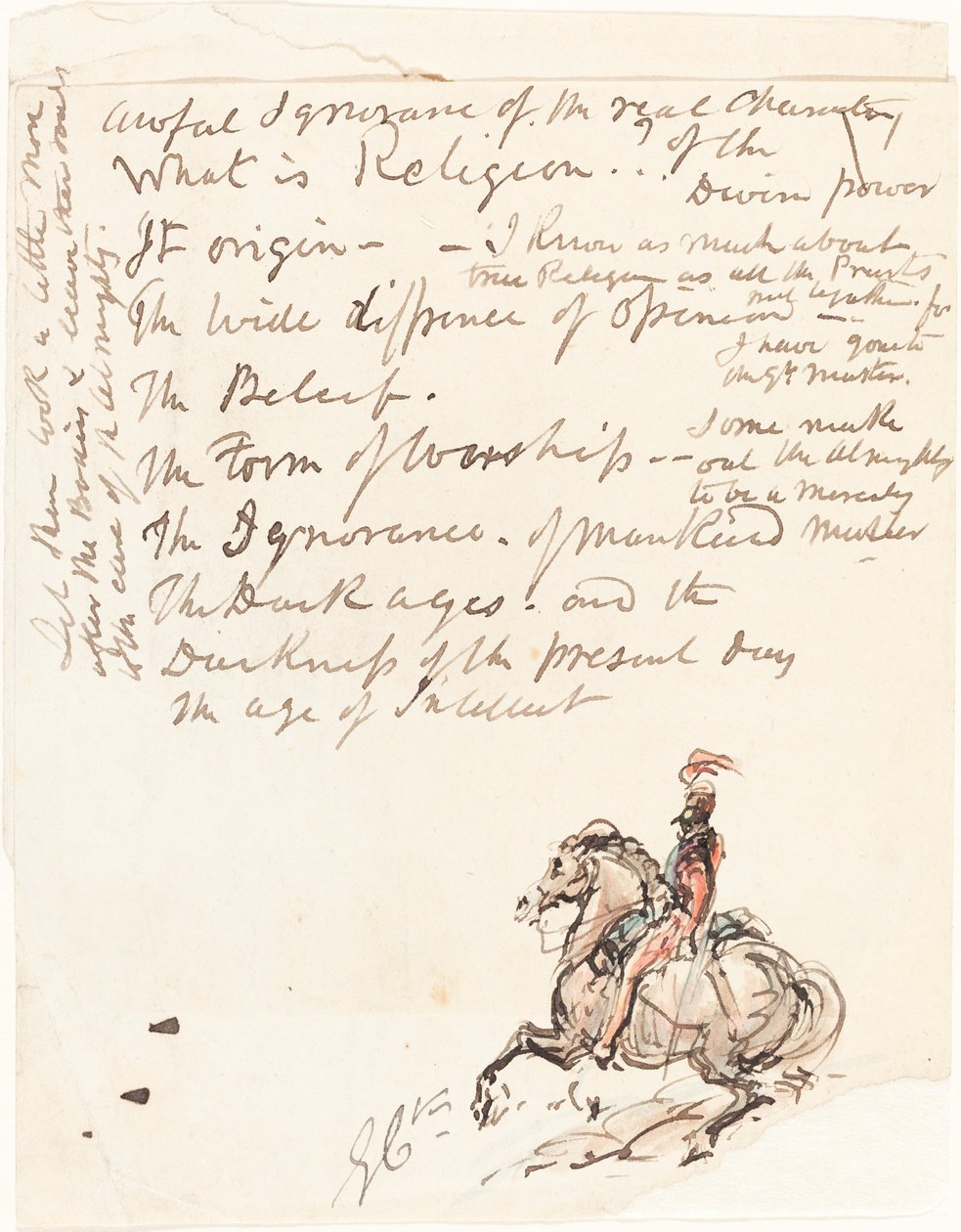 Esboço do Hussardo Montado de George Cruikshank