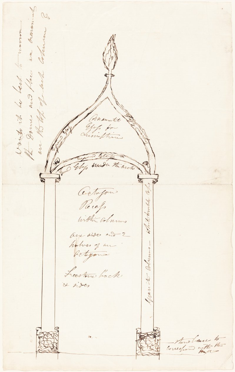 Esboço do recesso do octógono com colunas de George Cruikshank