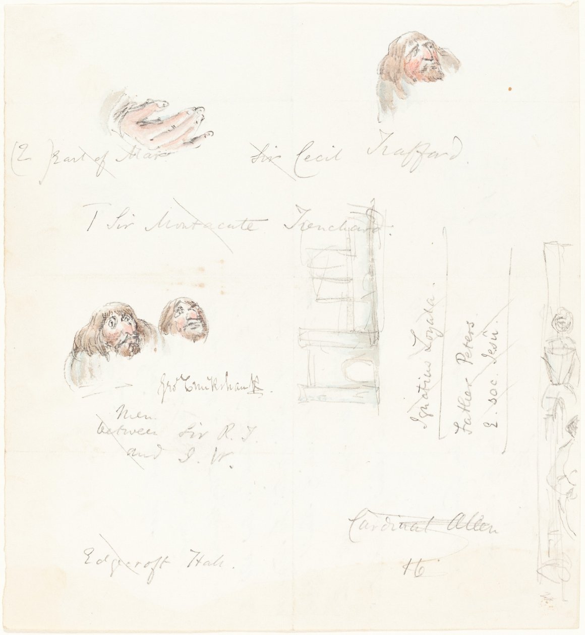 Esboços de rostos grotescos de George Cruikshank