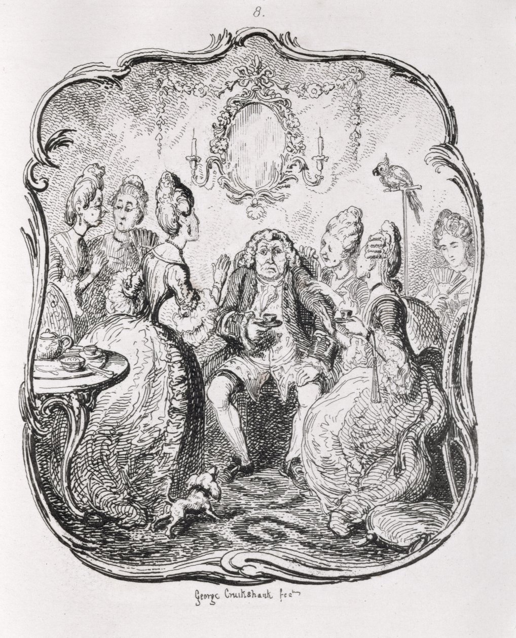 Squire Western e sua Lady Cousins, de "Tom Jones, a História de um Foundling", gravada pelo artista, ilustração de "The Works of Henry Fielding", pub. por Henry G. Bohn, 1853 de George Cruikshank