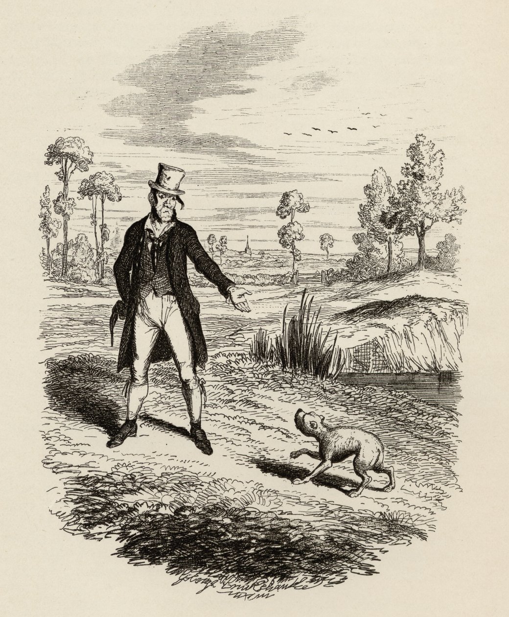 Sykes tentando destruir seu cão, de "As Aventuras de Oliver Twist", de Charles Dickens (1812-1870) 1838, publicado por Chapman und Hall, 1901 de George Cruikshank