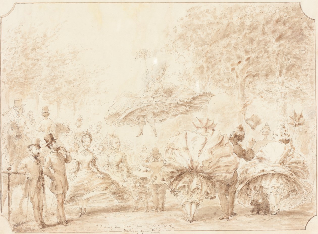 "Taking the Air" no Hyde Park [verso] de George Cruikshank