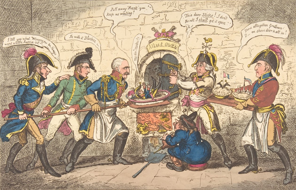 Os padeiros aliados ou o sapo corso no buraco, 1 de abril de 1814., 1 de abril de 1814. de George Cruikshank