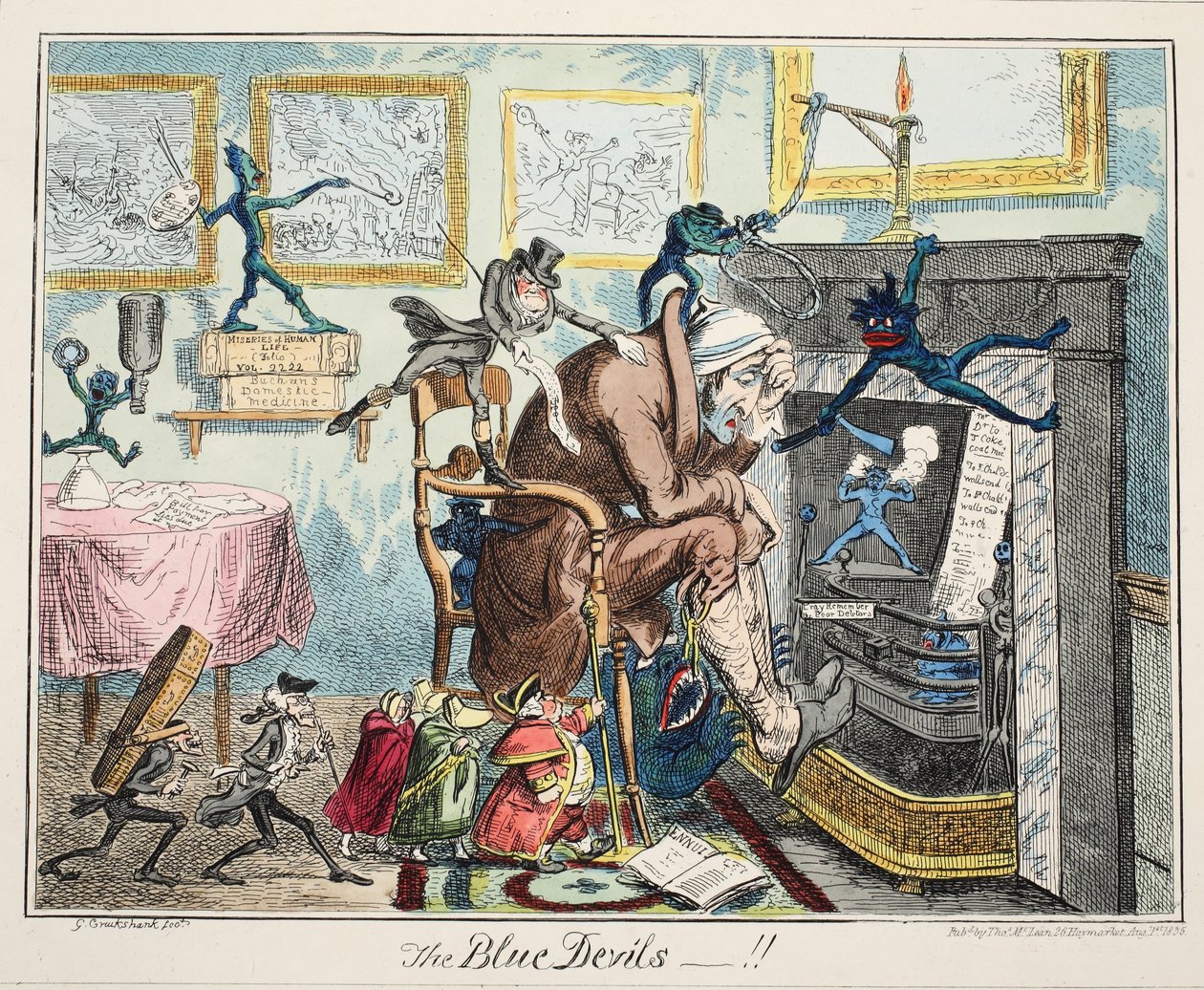 O Diabo Azul, pub. 1835 (gravura colorida à mão) de George Cruikshank