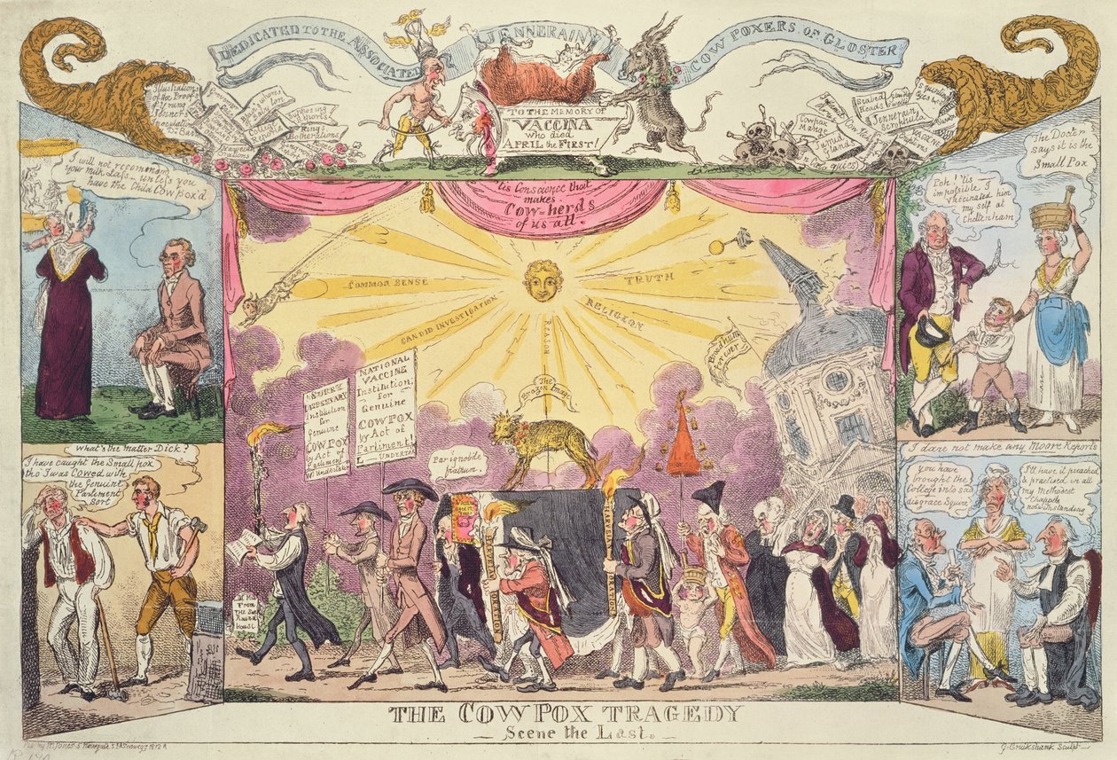 The Cow Pox Tragedy - A Última Cena (desenho satírico) de George Cruikshank