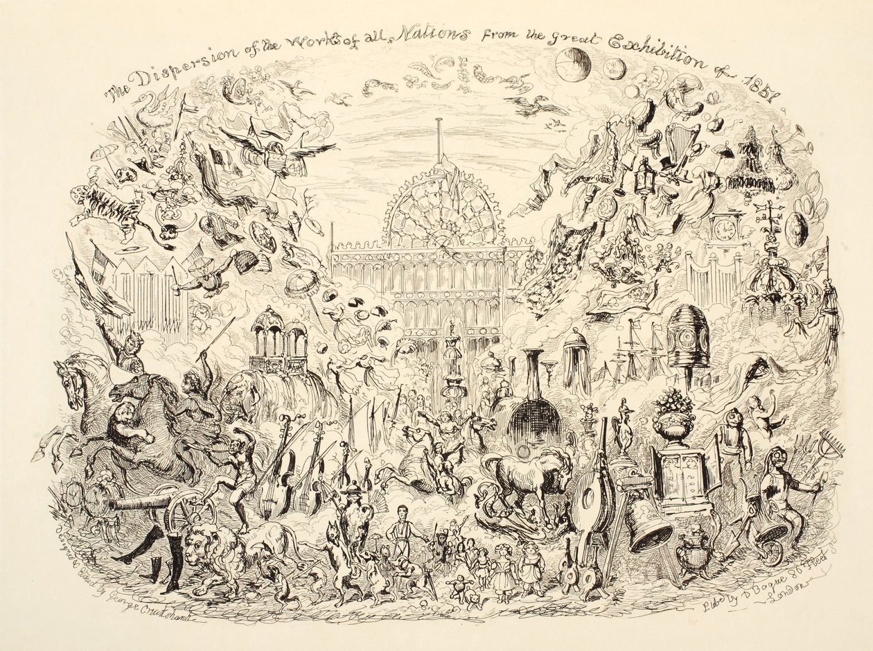 A Dispersão das Obras de Todas as Nações da Grande Exposição de 1851, pub. 1851 de George Cruikshank