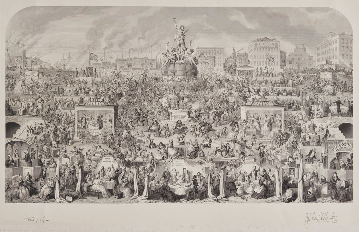 Os costumes de beber da sociedade ou adoração de Baco de George Cruikshank