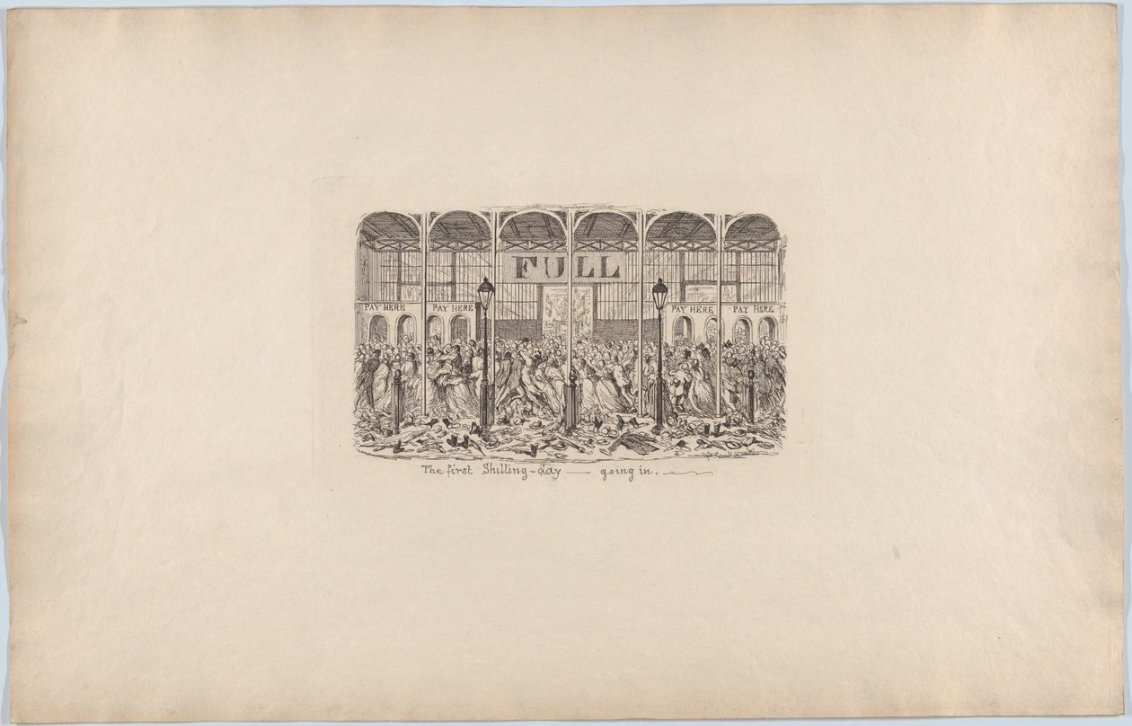 O primeiro dia de entrada em xelim, 1851., 1851. de George Cruikshank