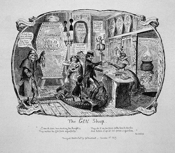 The Gin Shop, de "Scraps and Sketches", Parte II, placa 3 de George Cruikshank