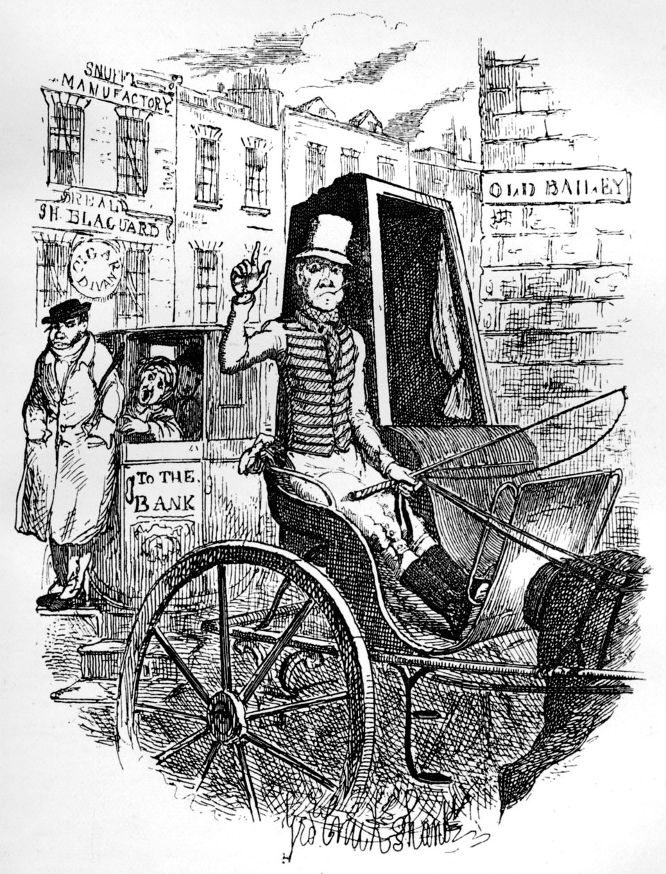 O último motorista de táxi e o primeiro ônibus Omnibus, c1900 de George Cruikshank
