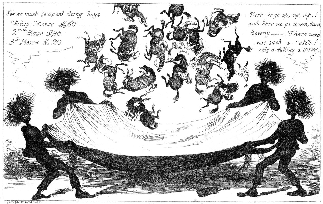 The Monster Sweeps, um lançamento para o Derby, século XIX. de George Cruikshank