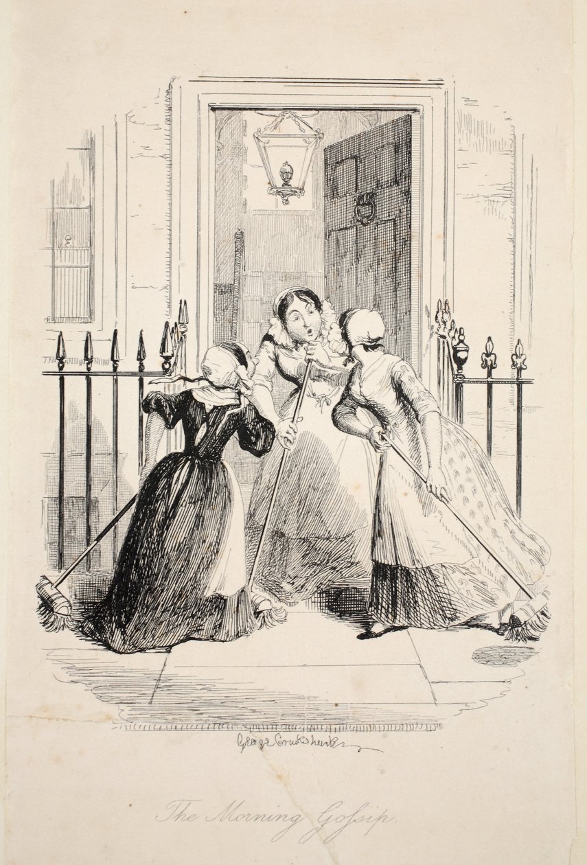 A fofoca da manhã, da maior praga da vida, pub. 1847 de George Cruikshank