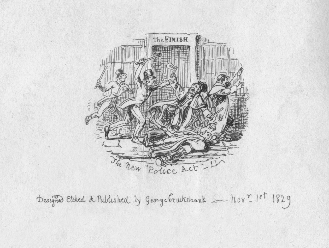 O novo ato policial, 1829 de George Cruikshank