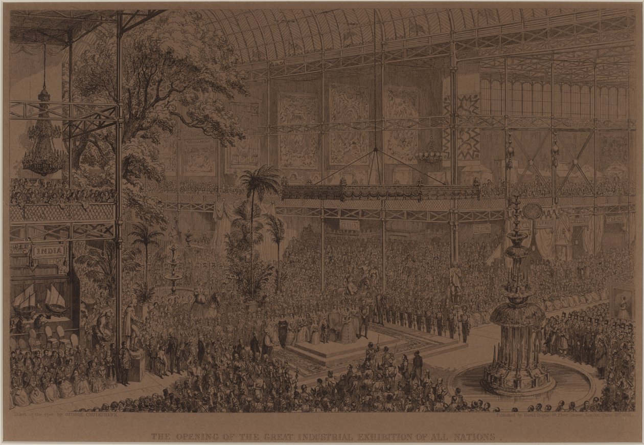 A inauguração da Grande Exposição Industrial de Todas as Nações, 1º de maio de George Cruikshank
