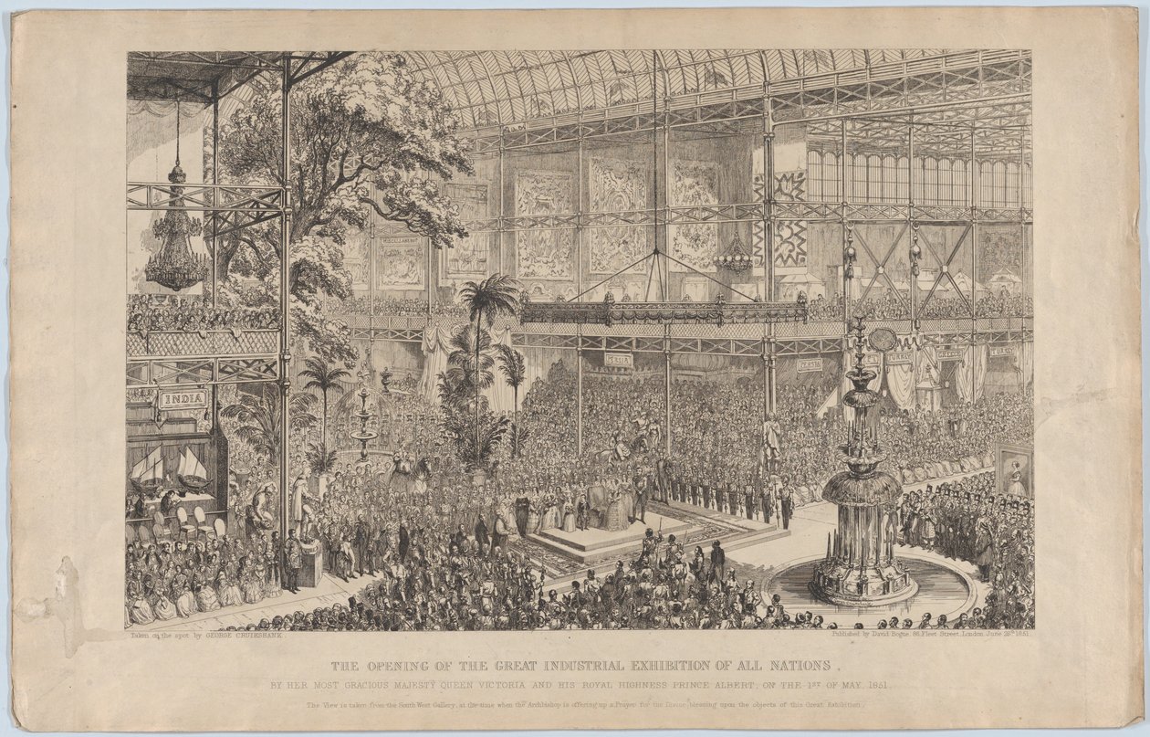 A Abertura da Grande Exposição Industrial de Todas as Nações, por Sua Majestade Graciosa..., 1851. de George Cruikshank