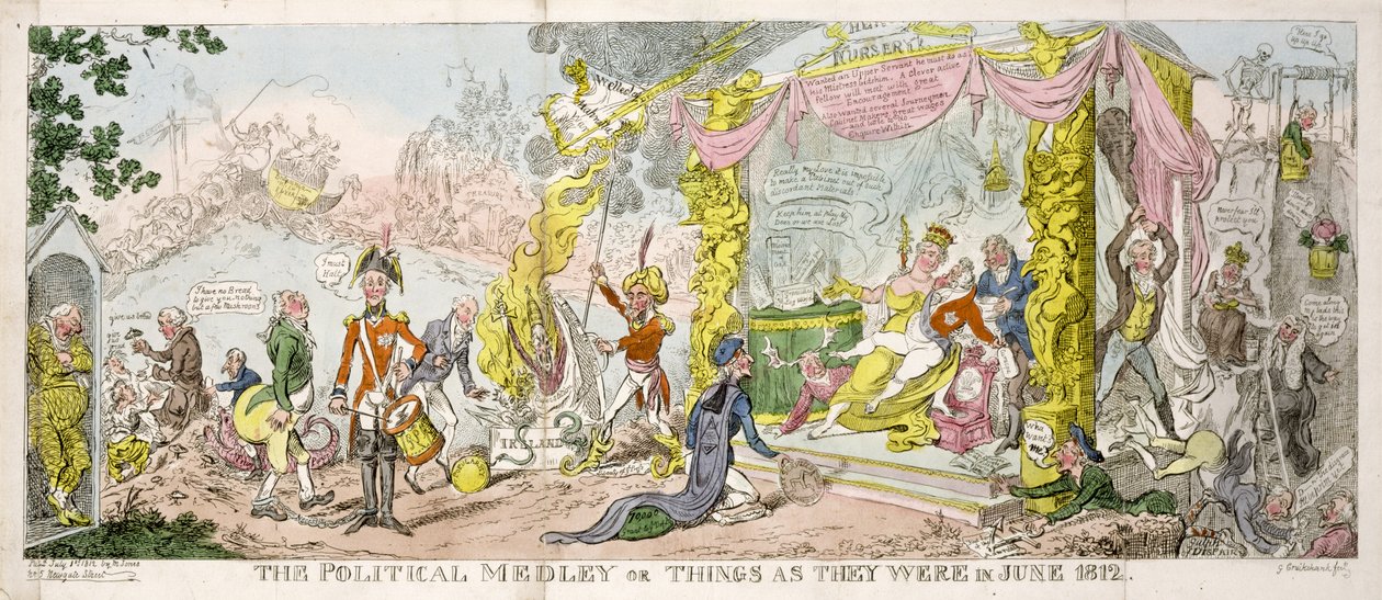 "The Political Medley" ou "Things as They Were in June 1812", pub. 1812 de George Cruikshank