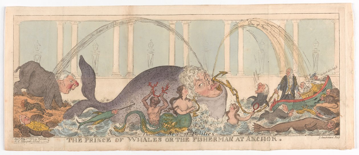 O Príncipe das Baleias ou o Pescador em Âncora, 1º de maio de 1812. de George Cruikshank
