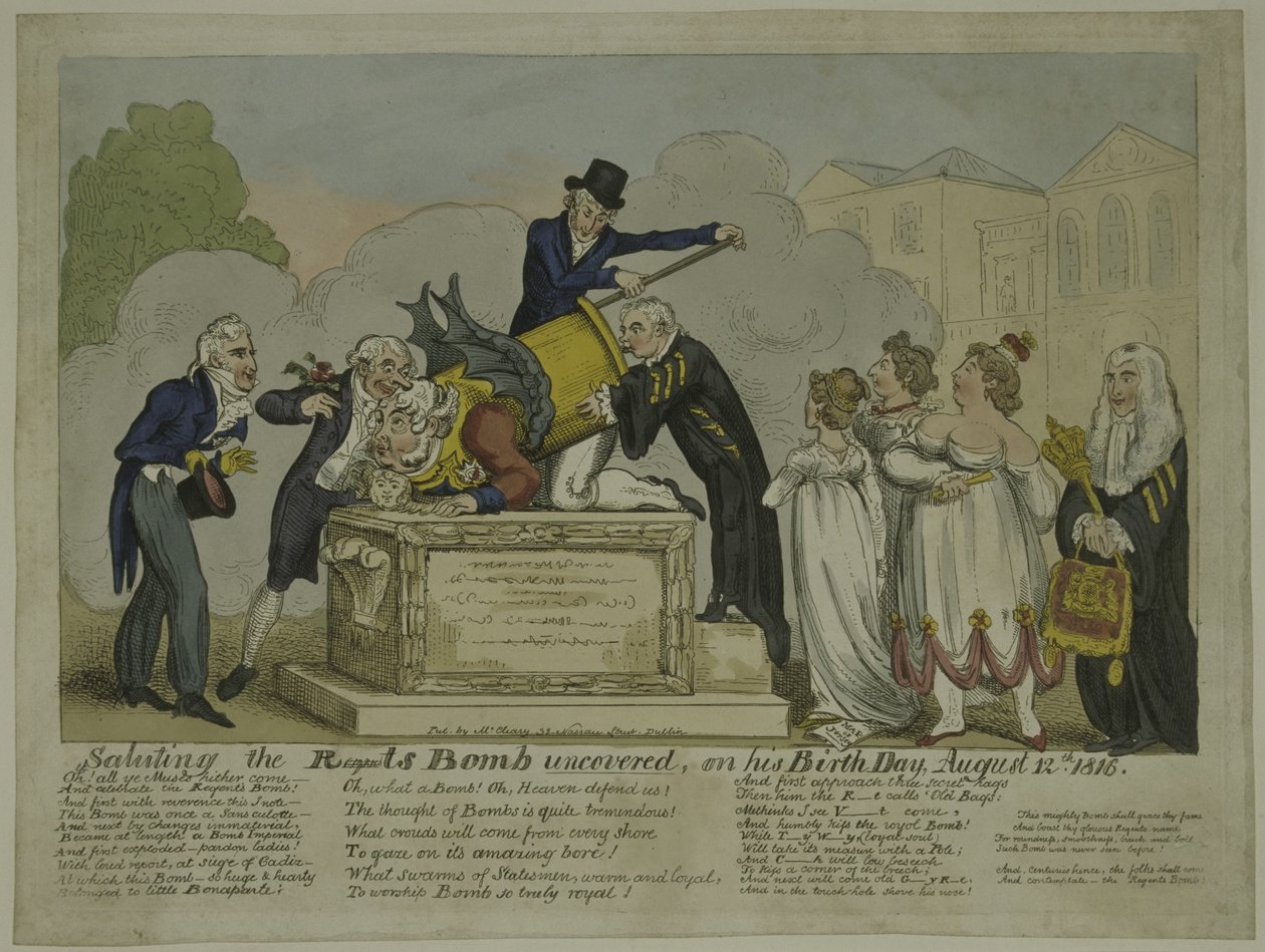 A Bomba do Regente, 1816 (gravura colorida) de George Cruikshank